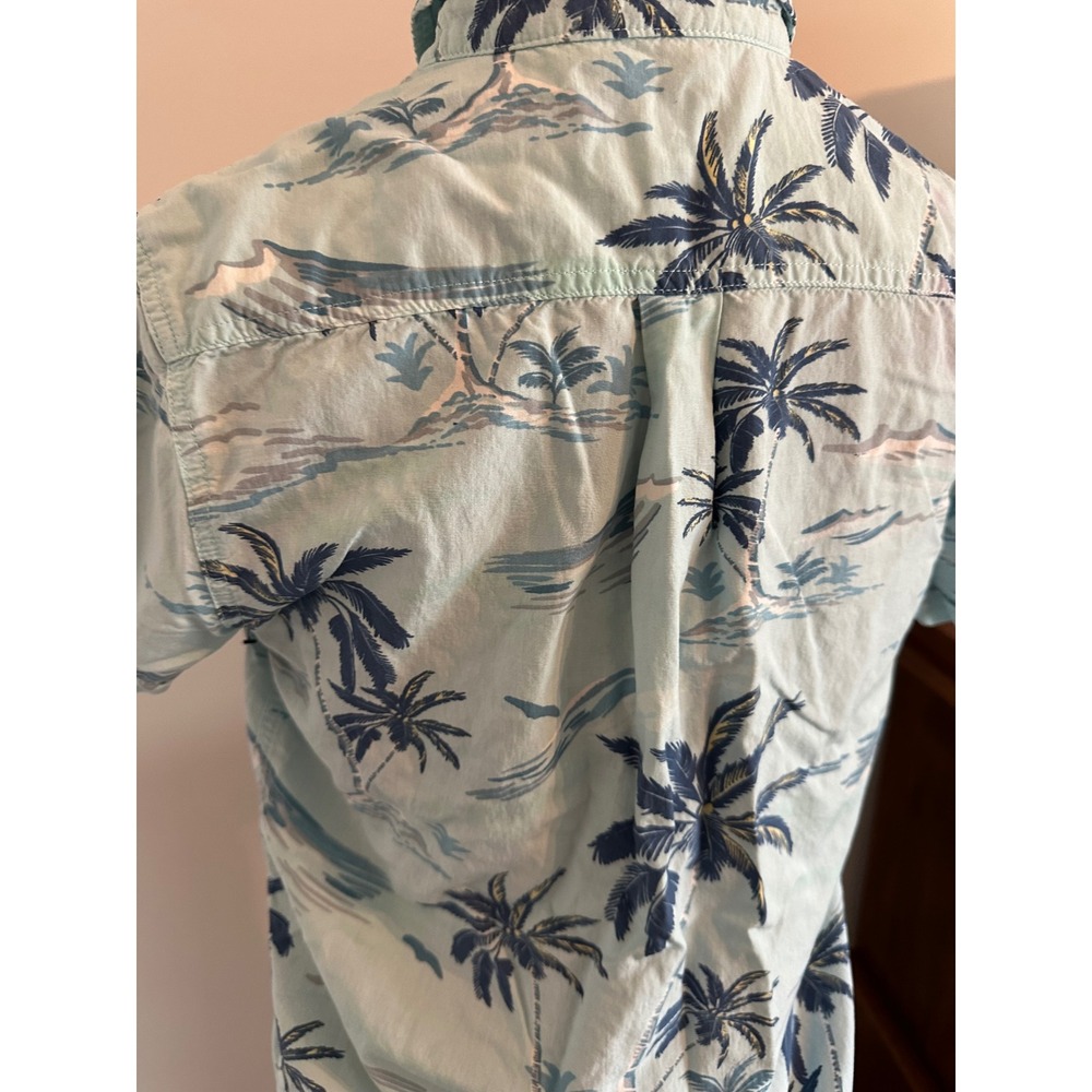 O'Neill Boys XL Light Blue /Tropical Palm Tree / Short Sleeve Button Down Shirt - Picture 5 of 7